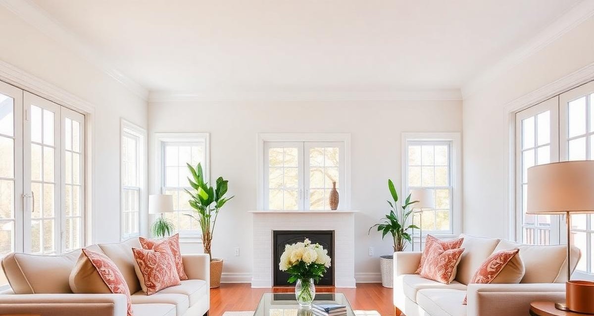 Living room staged and cleaned before an open house